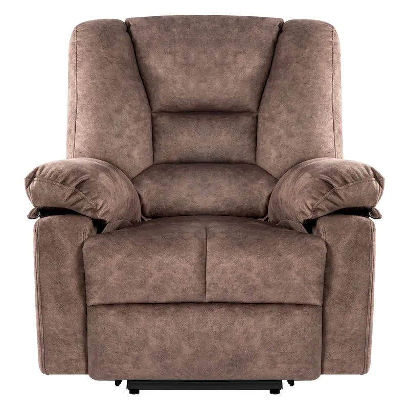 Fauteuil inclinable releveur en velours marron, massage, chauffant, poches, 8 points