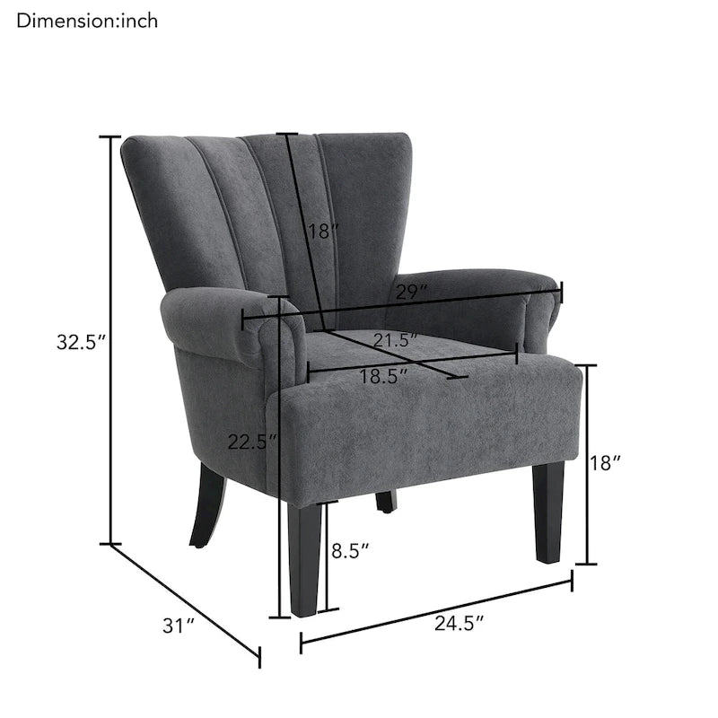 Fauteuil d'appoint avec dossier capitonné en tissu beige et coussin en mousse haute densité