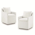 Chaise de salle à manger moderne, rembourrée, avec roulettes, rangement dissimulé, blanc ivoire
