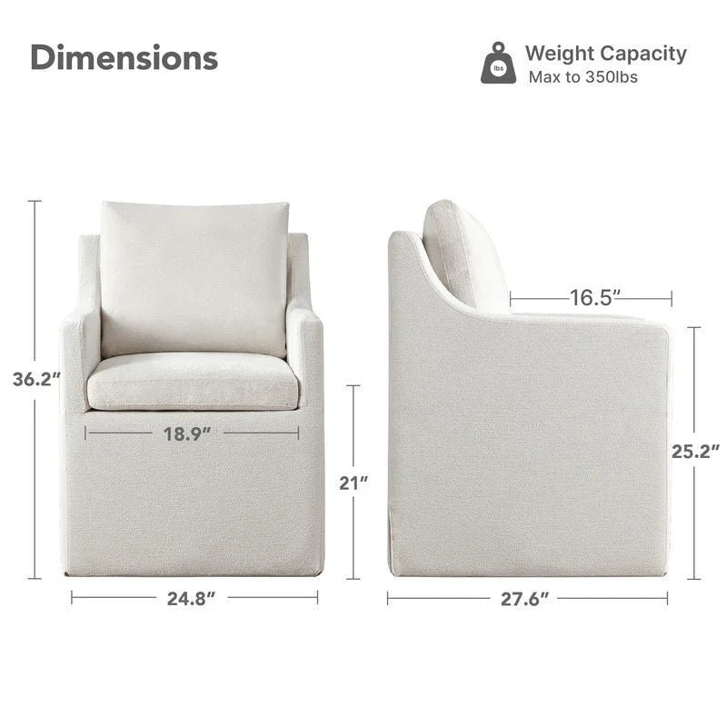 Chaise de salle à manger moderne, rembourrée, avec roulettes, rangement dissimulé, blanc ivoire