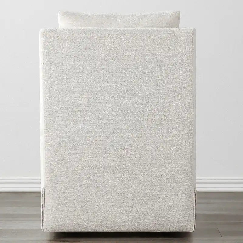 Chaise de salle à manger moderne, rembourrée, avec roulettes, rangement dissimulé, blanc ivoire