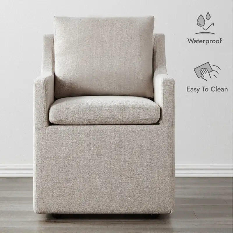 Chaise de salle à manger moderne, rembourrée, avec roulettes, rangement dissimulé, blanc ivoire
