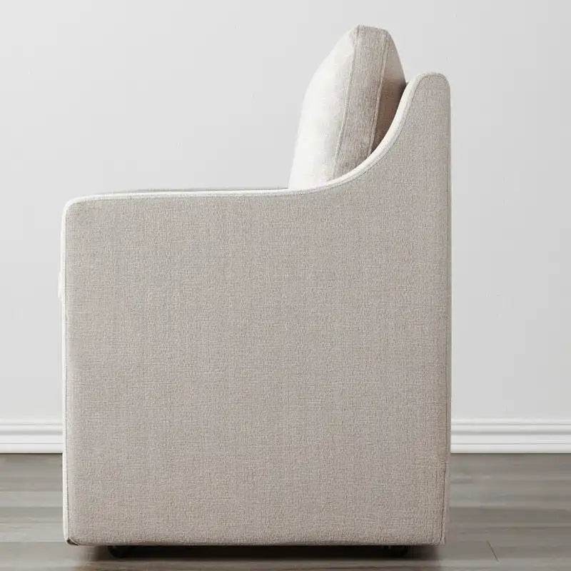 Chaise de salle à manger moderne, rembourrée, avec roulettes, rangement dissimulé, blanc ivoire