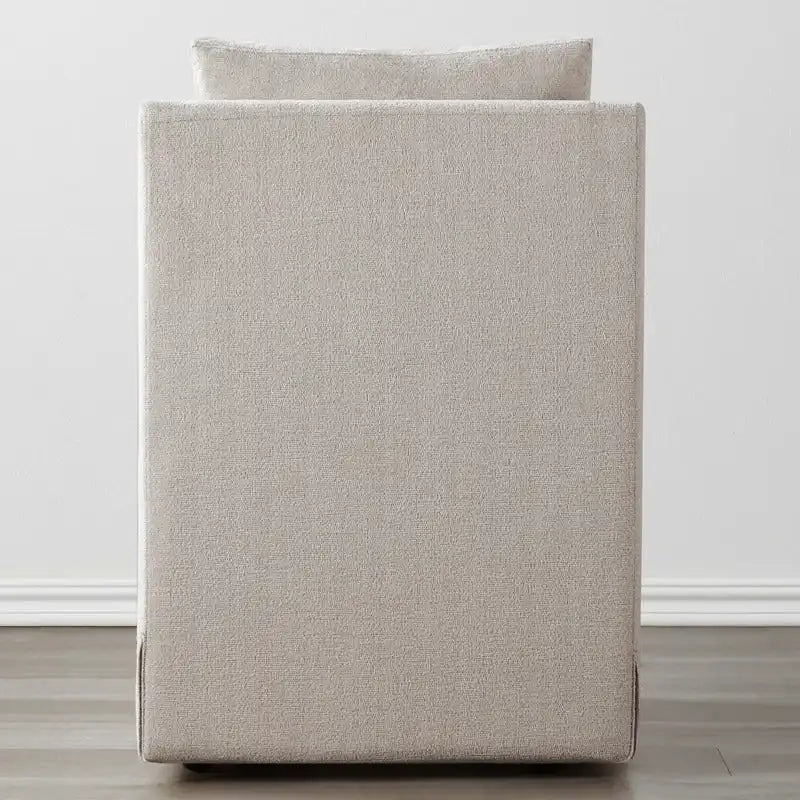 Chaise de salle à manger moderne, rembourrée, avec roulettes, rangement dissimulé, blanc ivoire