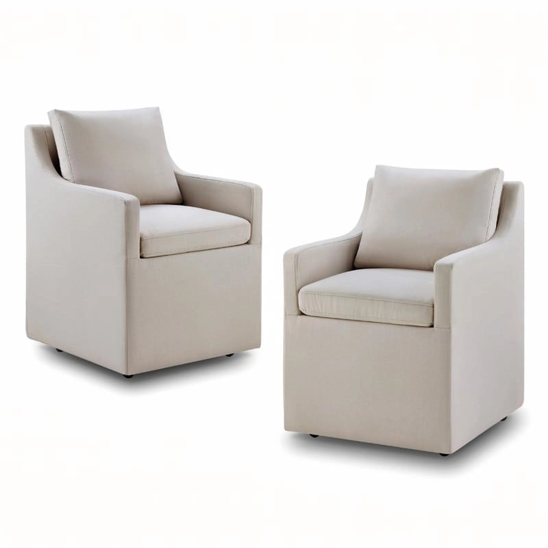 Chaise de salle à manger moderne, rembourrée, avec roulettes, rangement dissimulé, blanc ivoire