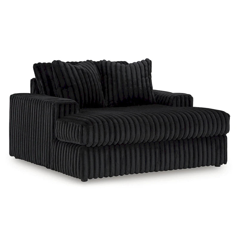 Signature Design by Ashley Midnight-Madness, grande méridienne noire – 163 cm (L) x 173 cm (P) x 104 cm (H)