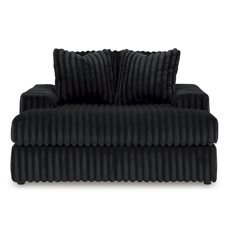 Signature Design by Ashley Midnight-Madness, grande méridienne noire – 163 cm (L) x 173 cm (P) x 104 cm (H)
