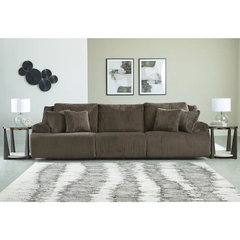 Canapé inclinable en velours côtelé, rembourré en tissu peluche, pour salon, gris et chocolat