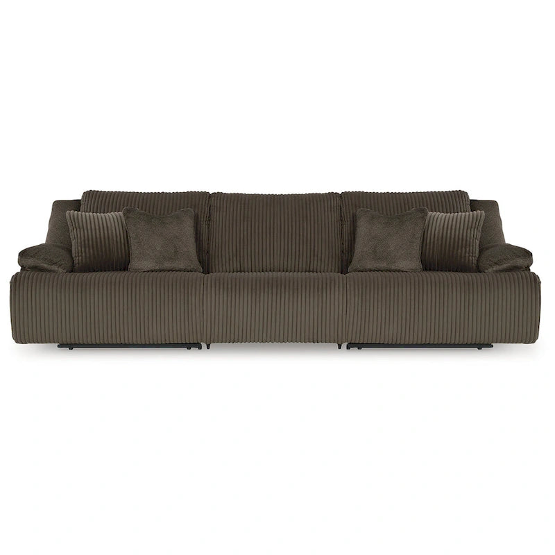 Canapé inclinable en velours côtelé, rembourré en tissu peluche, pour salon, gris et chocolat