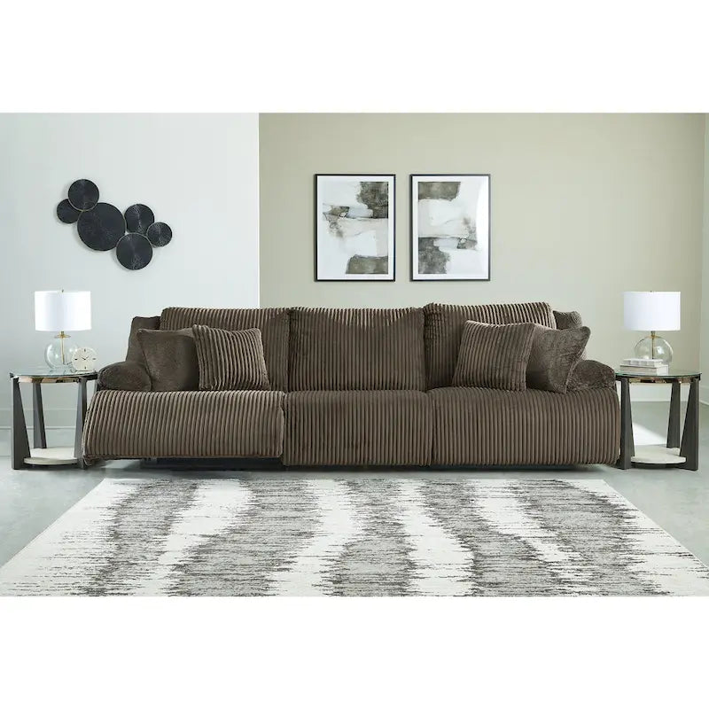 Canapé inclinable en velours côtelé, rembourré en tissu peluche, pour salon, gris et chocolat