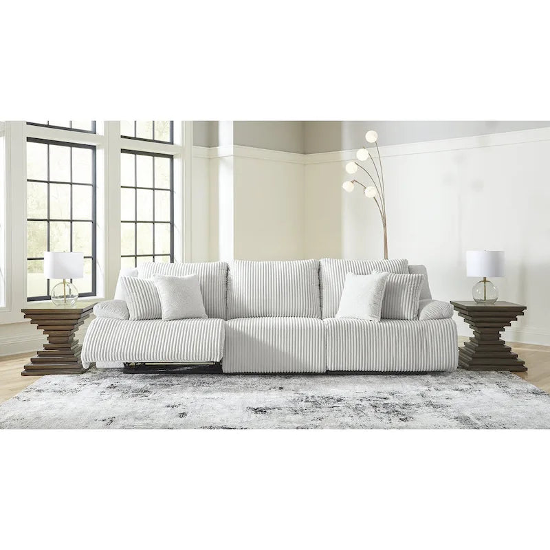 Canapé inclinable en velours côtelé, rembourré en tissu peluche, pour salon, gris et chocolat