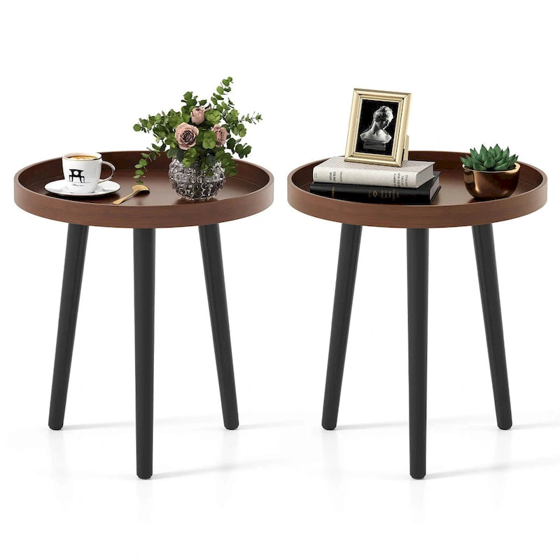 Costway Table d'appoint ronde 1/2 pièce Table basse de canapé Table d'appoint