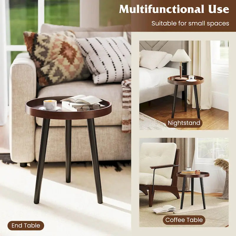 Costway Table d'appoint ronde 1/2 pièce Table basse de canapé Table d'appoint