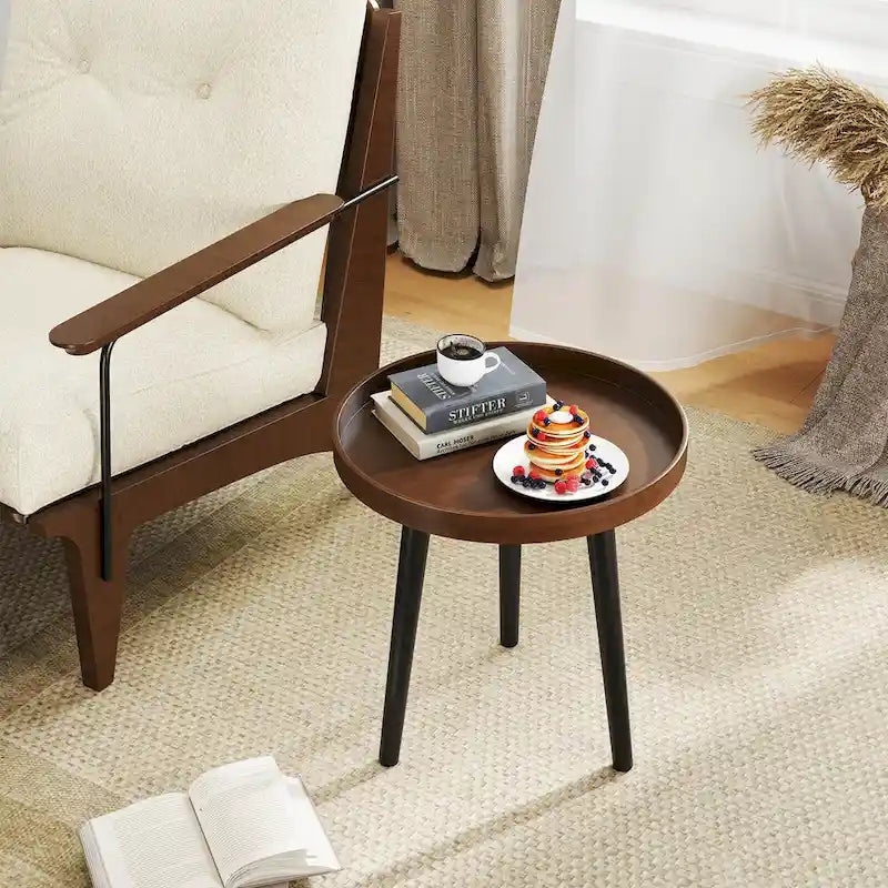 Costway Table d'appoint ronde 1/2 pièce Table basse de canapé Table d'appoint