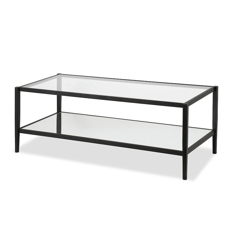 Table basse ronde à 2 plateaux en verre trempé avec structure en métal chromé ou doré