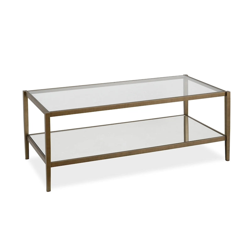 Table basse ronde à 2 plateaux en verre trempé avec structure en métal chromé ou doré