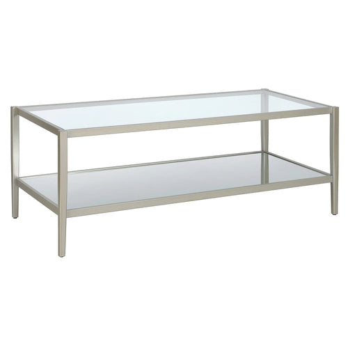 Table basse ronde à 2 plateaux en verre trempé avec structure en métal chromé ou doré
