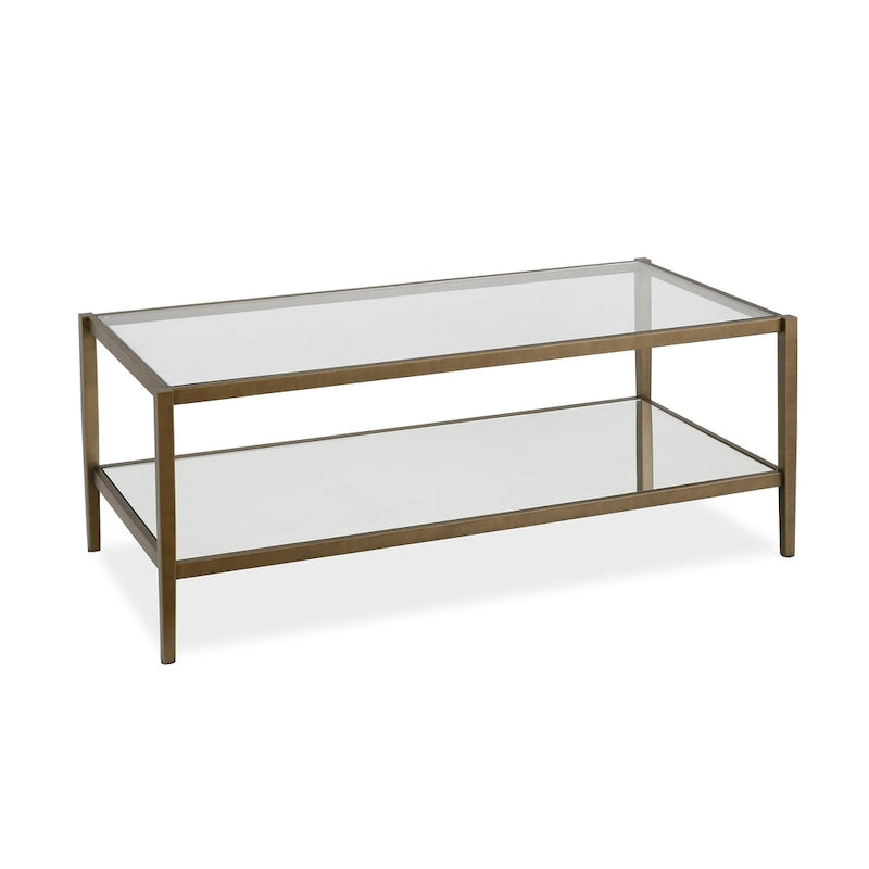 Table basse ronde à 2 plateaux en verre trempé avec structure en métal chromé ou doré