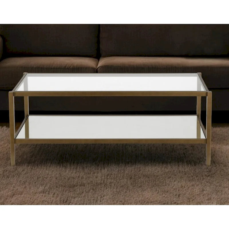 Table basse ronde à 2 plateaux en verre trempé avec structure en métal chromé ou doré
