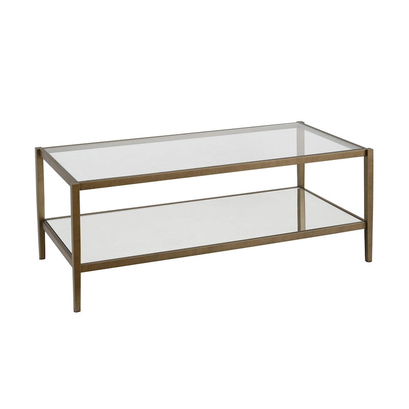 Table basse ronde à 2 plateaux en verre trempé avec structure en métal chromé ou doré