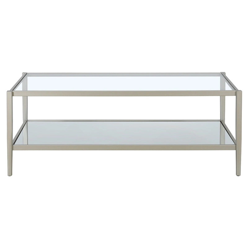 Table basse ronde à 2 plateaux en verre trempé avec structure en métal chromé ou doré