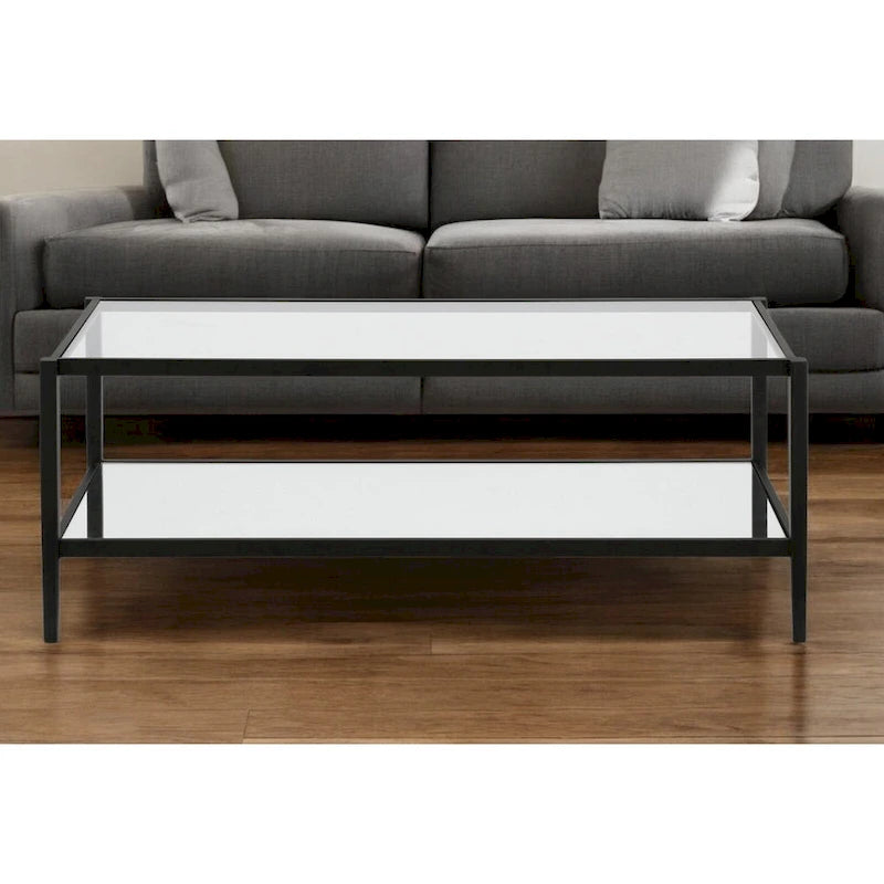 Table basse ronde à 2 plateaux en verre trempé avec structure en métal chromé ou doré