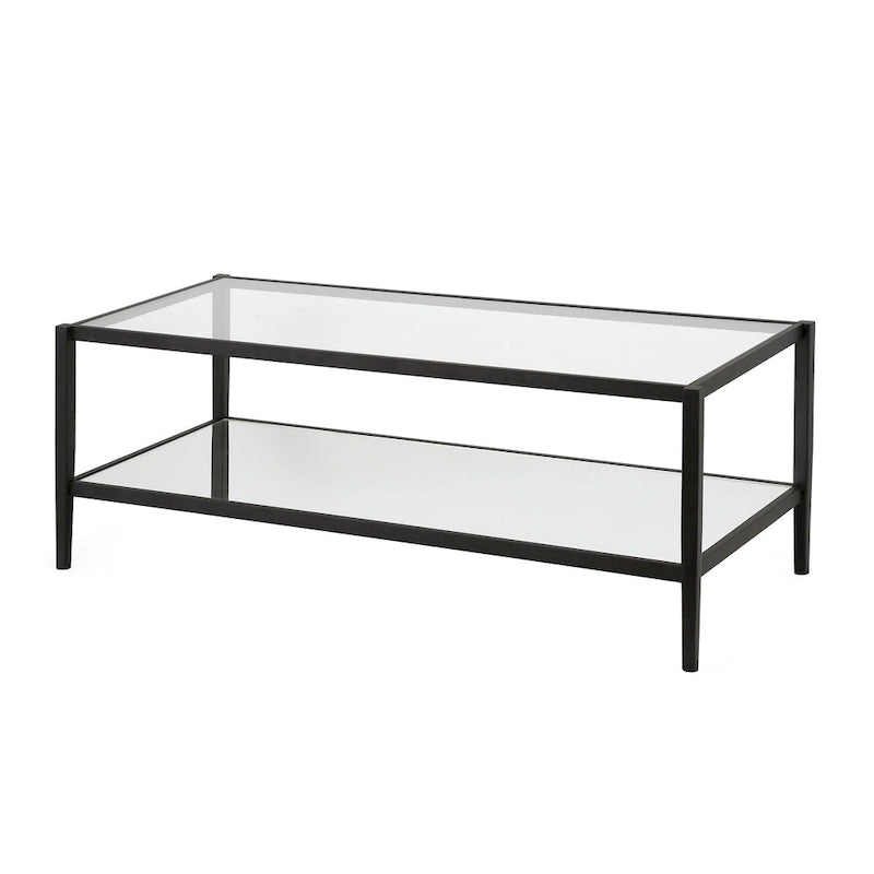 Table basse ronde à 2 plateaux en verre trempé avec structure en métal chromé ou doré