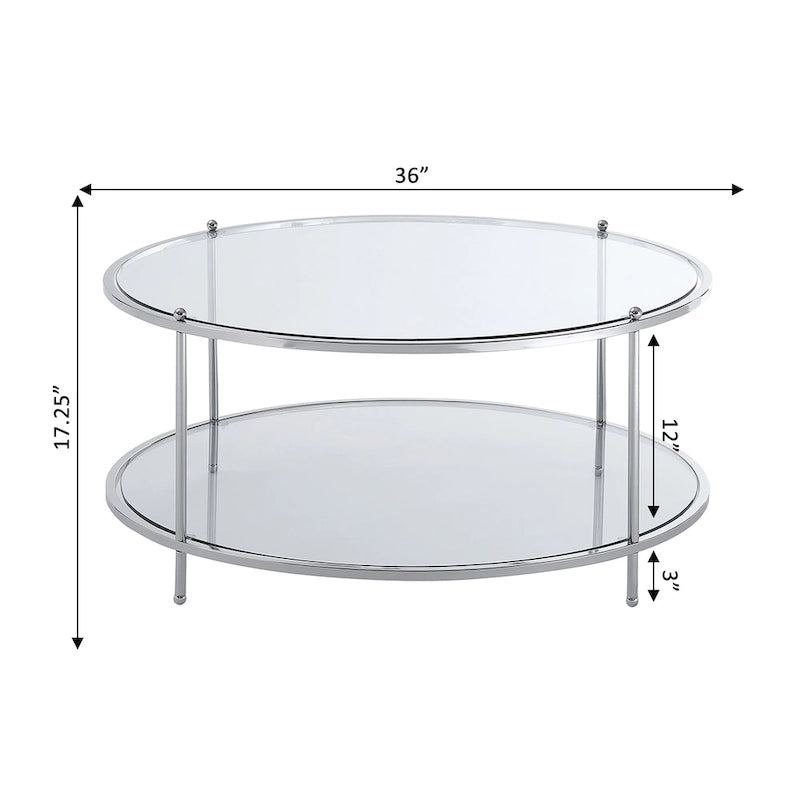 Table basse rectangulaire en verre trempé avec cadre en acier et étagère de rangement