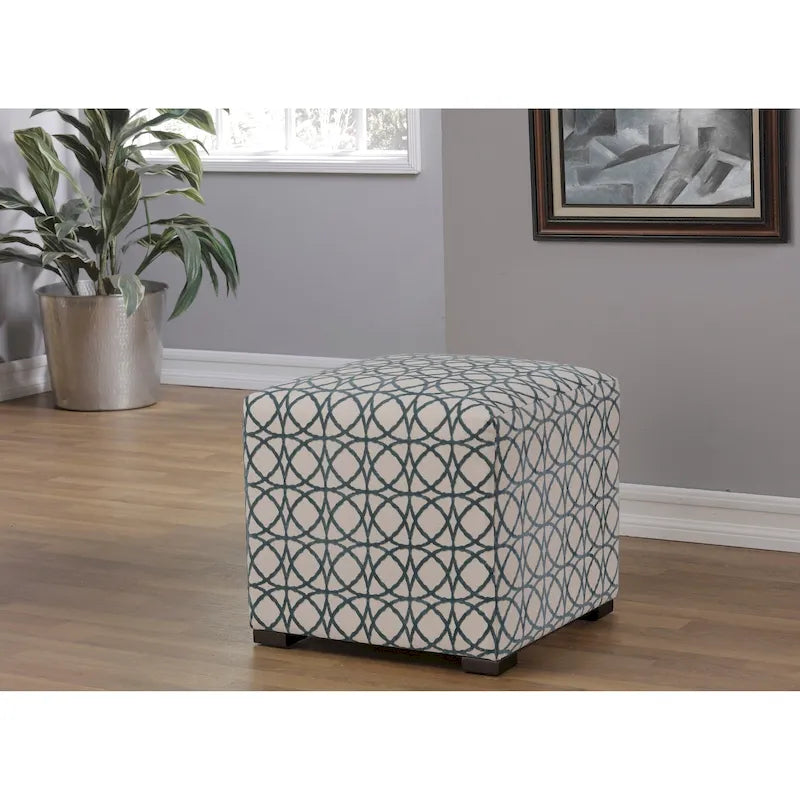 Pouf capitonné carré Ottoman rembourré Crème Beige Tissu