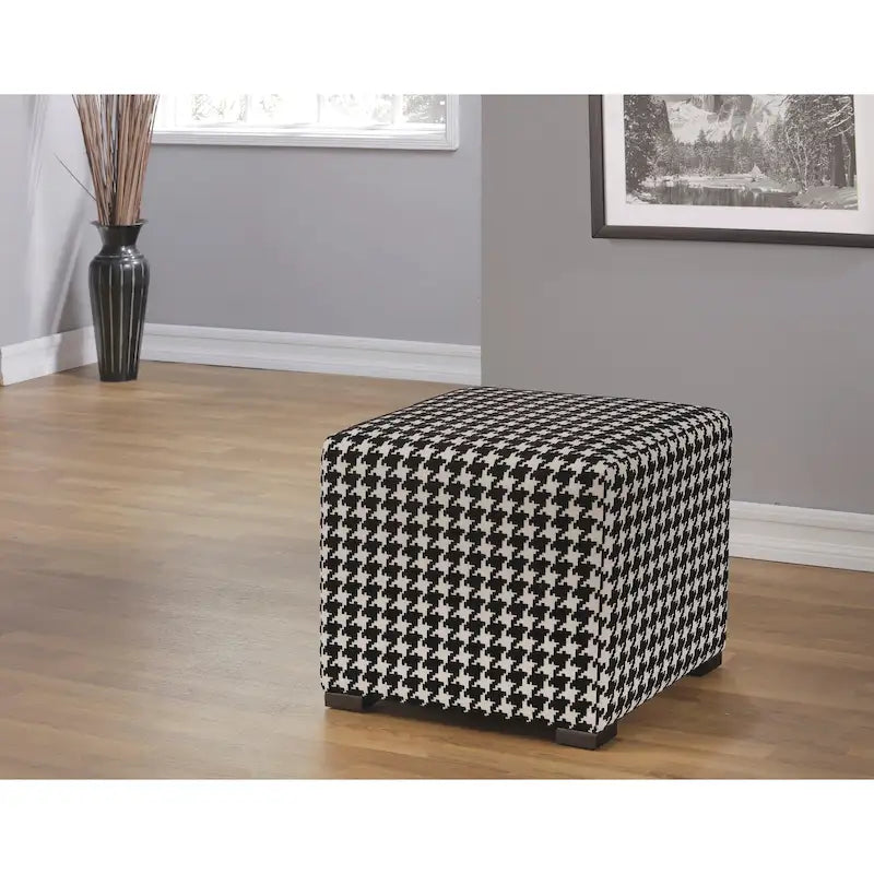 Pouf capitonné carré Ottoman rembourré Crème Beige Tissu