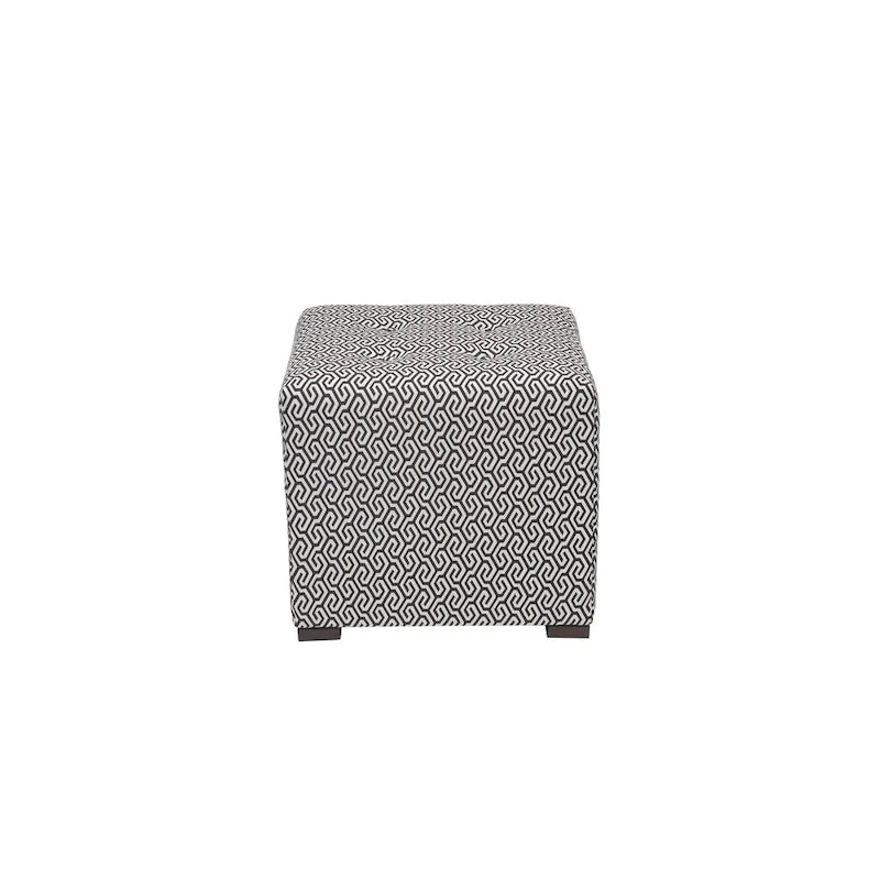 Pouf capitonné carré Ottoman rembourré Crème Beige Tissu