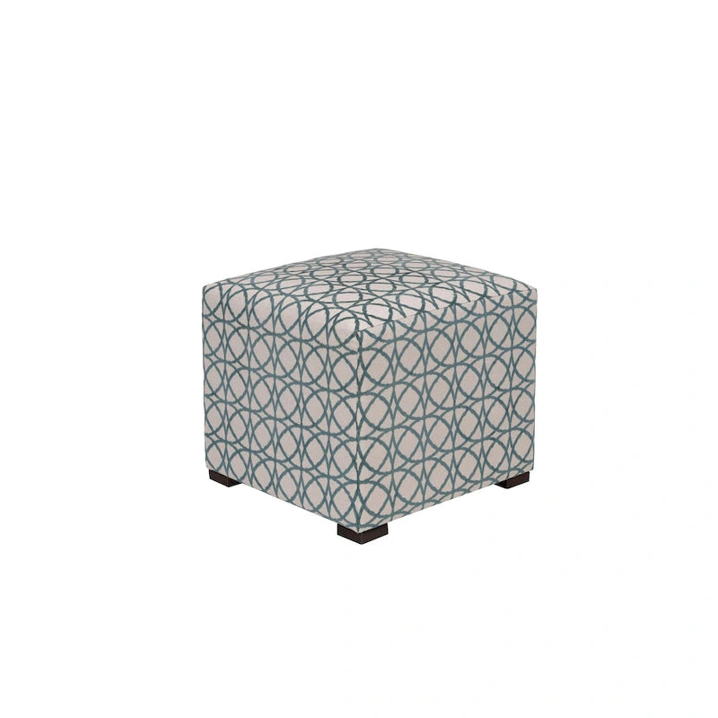 Pouf capitonné carré Ottoman rembourré Crème Beige Tissu