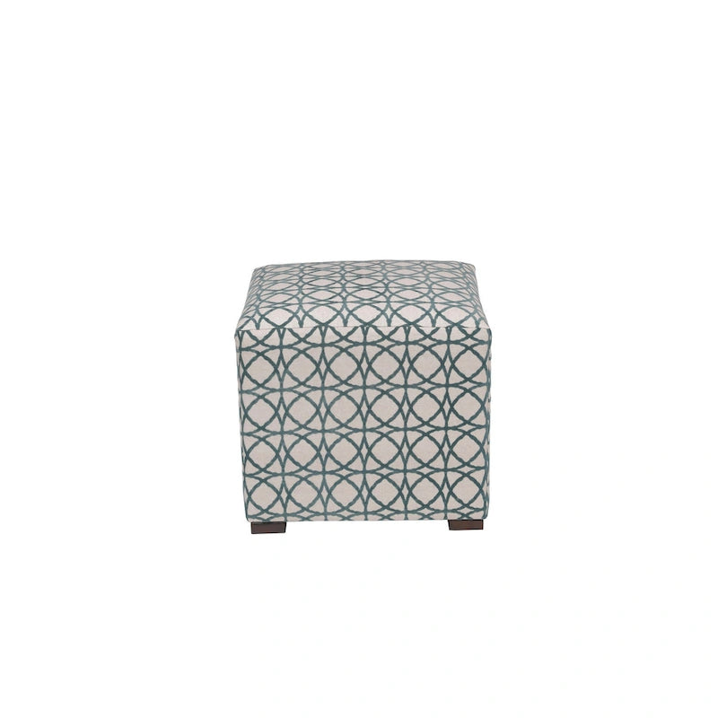 Pouf capitonné carré Ottoman rembourré Crème Beige Tissu