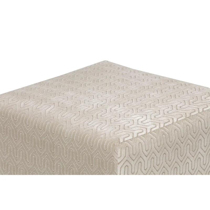 Pouf capitonné carré Ottoman rembourré Crème Beige Tissu