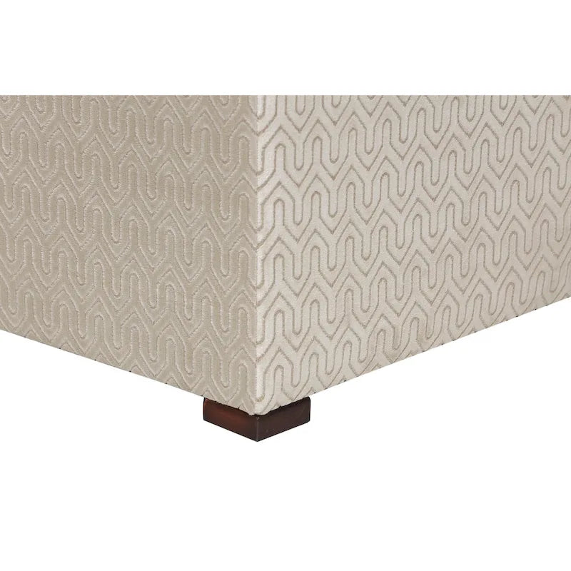 Pouf capitonné carré Ottoman rembourré Crème Beige Tissu