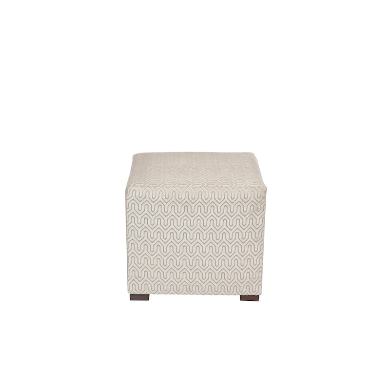 Pouf capitonné carré Ottoman rembourré Crème Beige Tissu