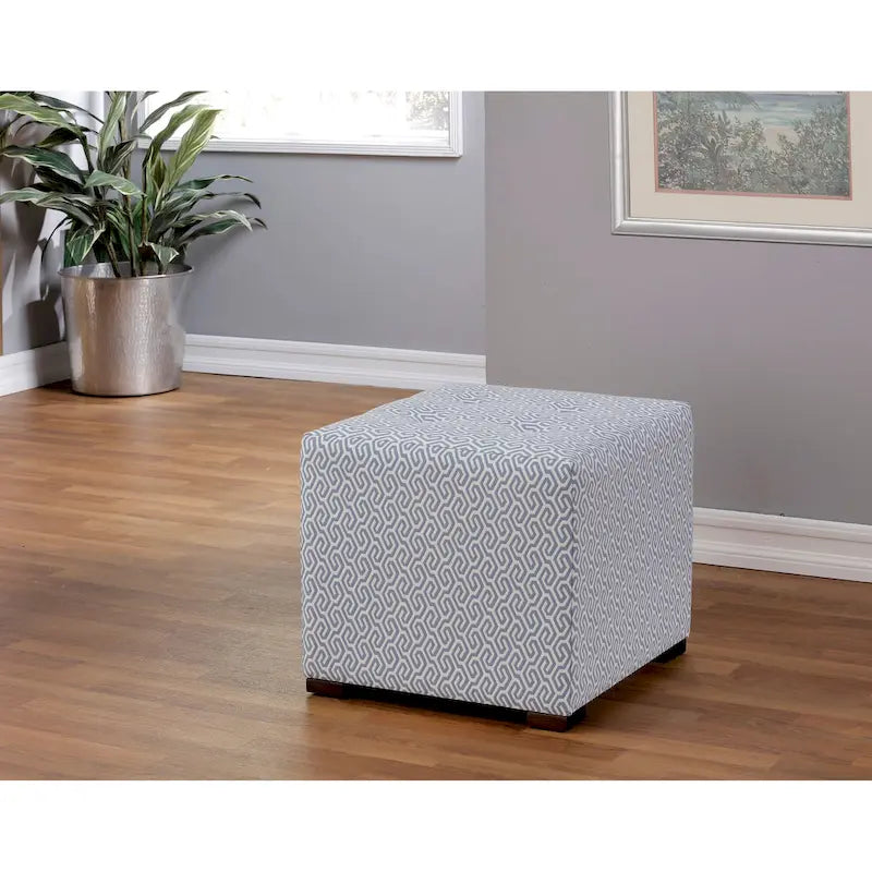 Pouf capitonné carré Ottoman rembourré Crème Beige Tissu