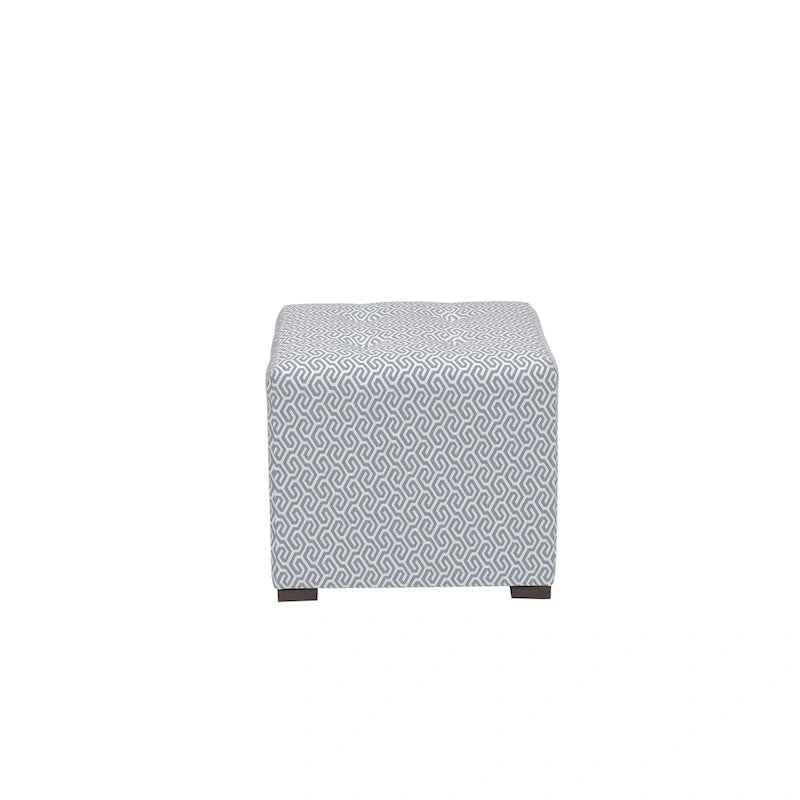 Pouf capitonné carré Ottoman rembourré Crème Beige Tissu