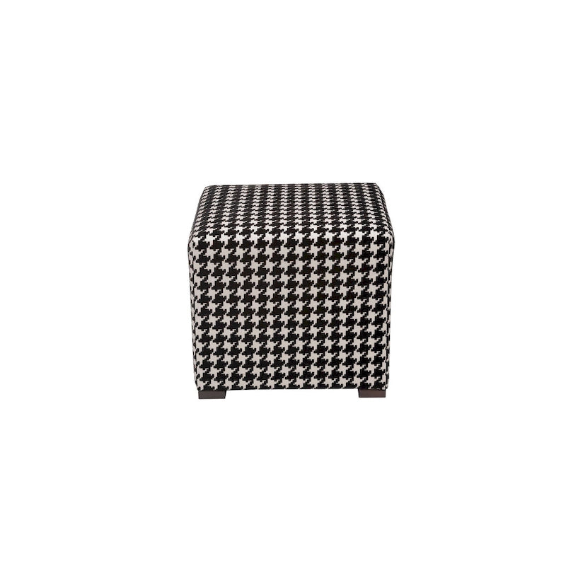 Pouf capitonné carré Ottoman rembourré Crème Beige Tissu