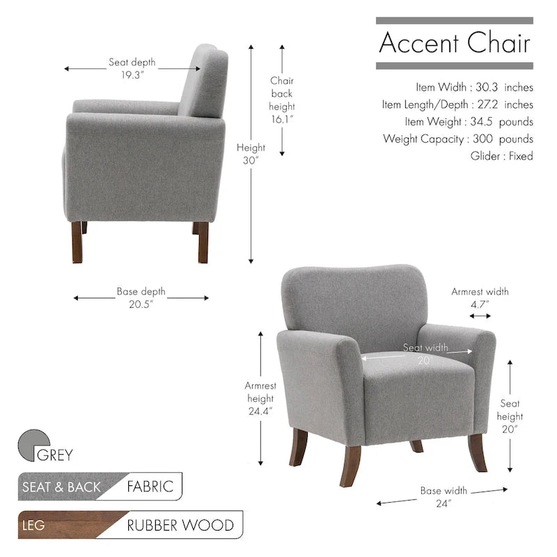 Fauteuil d'appoint Inia Porthos Home, tissu, accoudoirs évasés, pieds en bois