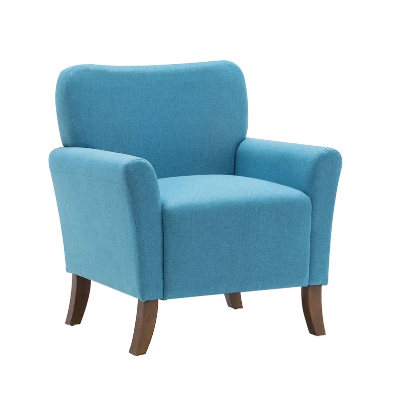 Fauteuil d'appoint Inia Porthos Home, tissu, accoudoirs évasés, pieds en bois