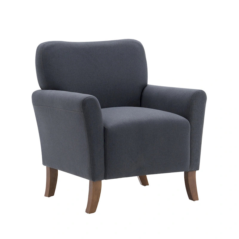 Fauteuil d'appoint Inia Porthos Home, tissu, accoudoirs évasés, pieds en bois