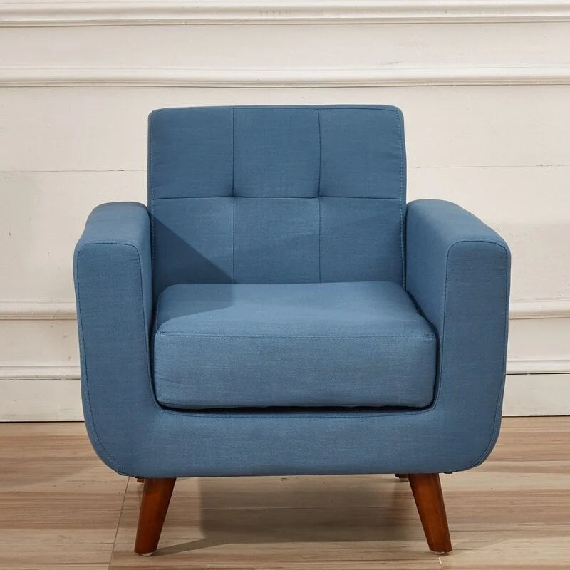 Fauteuil d'appoint capitonné du milieu du siècle avec pieds en bois pour salon