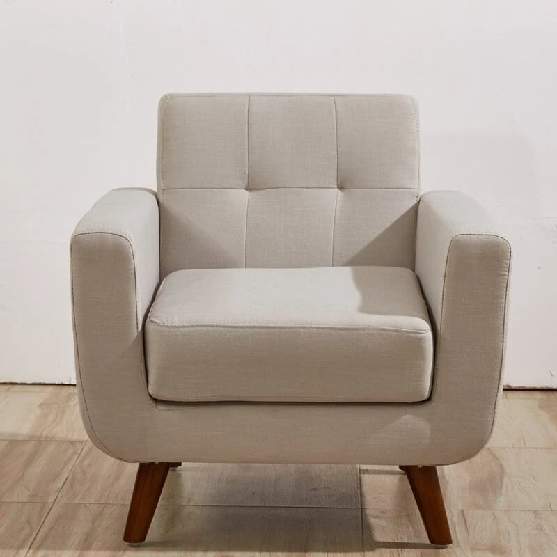Fauteuil d'appoint capitonné du milieu du siècle avec pieds en bois pour salon