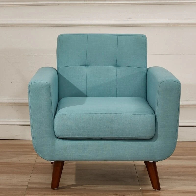 Fauteuil d'appoint capitonné du milieu du siècle avec pieds en bois pour salon