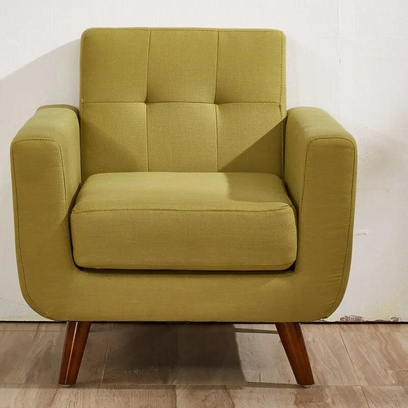 Fauteuil d'appoint capitonné du milieu du siècle avec pieds en bois pour salon