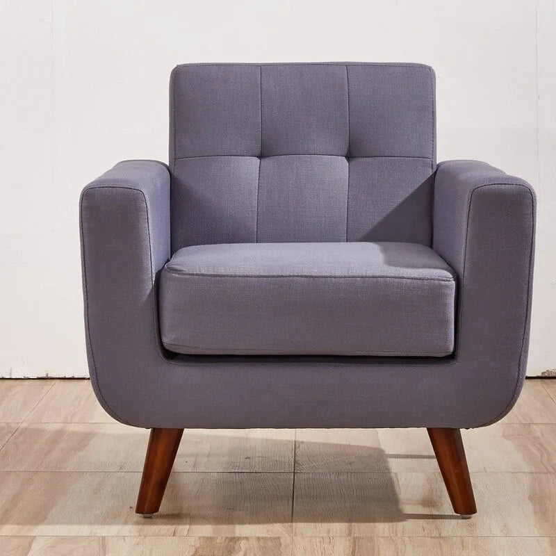 Fauteuil d'appoint capitonné du milieu du siècle avec pieds en bois pour salon