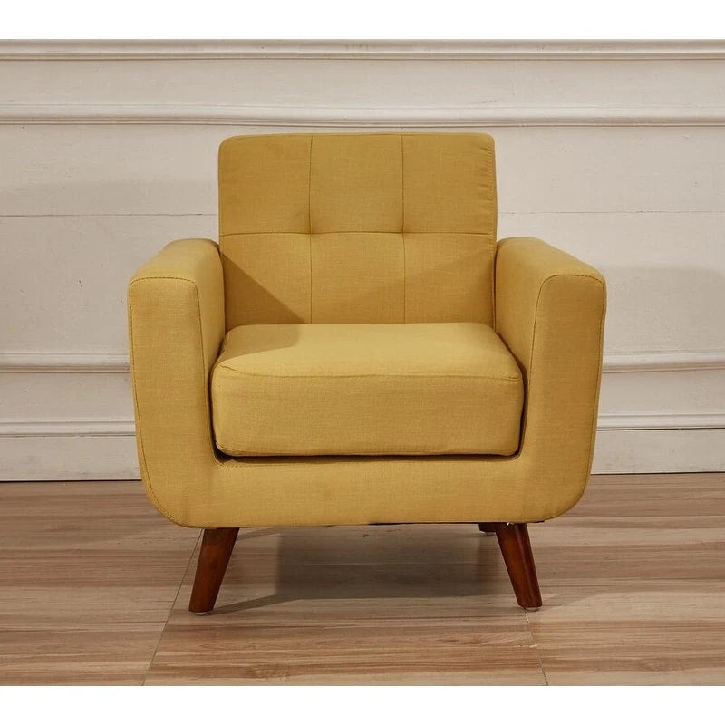 Fauteuil d'appoint capitonné du milieu du siècle avec pieds en bois pour salon