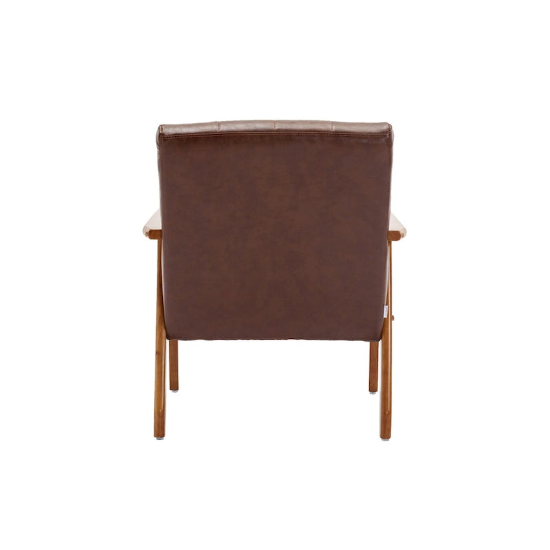 Fauteuil d'appoint capitonné avec accoudoirs et pieds en bois massif rembourré