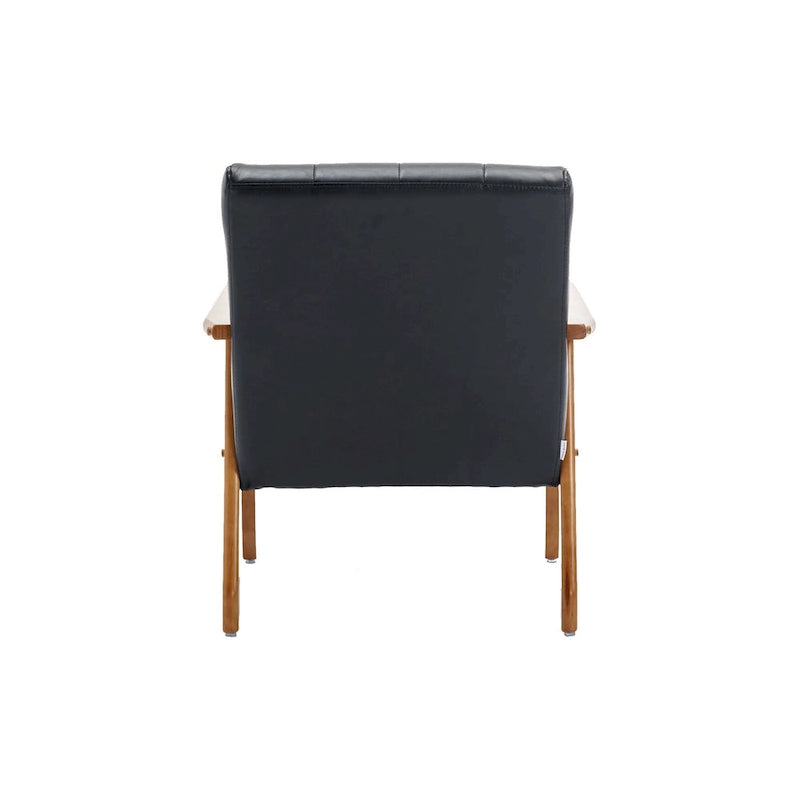 Fauteuil d'appoint capitonné avec accoudoirs et pieds en bois massif rembourré
